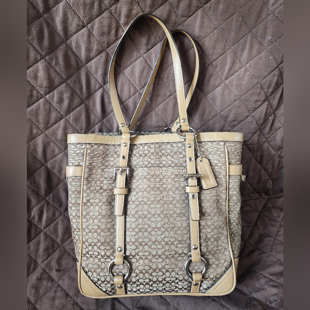 Coach Signature Beige and Large Tan Tote